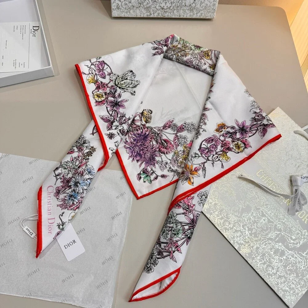 DIOR Floral Print Silk Scarf